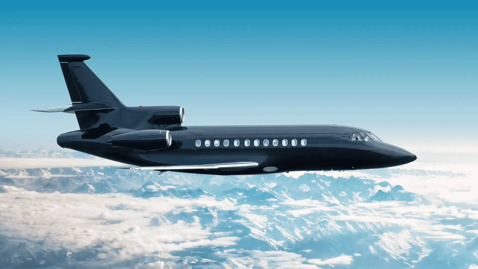 Private jet in flight